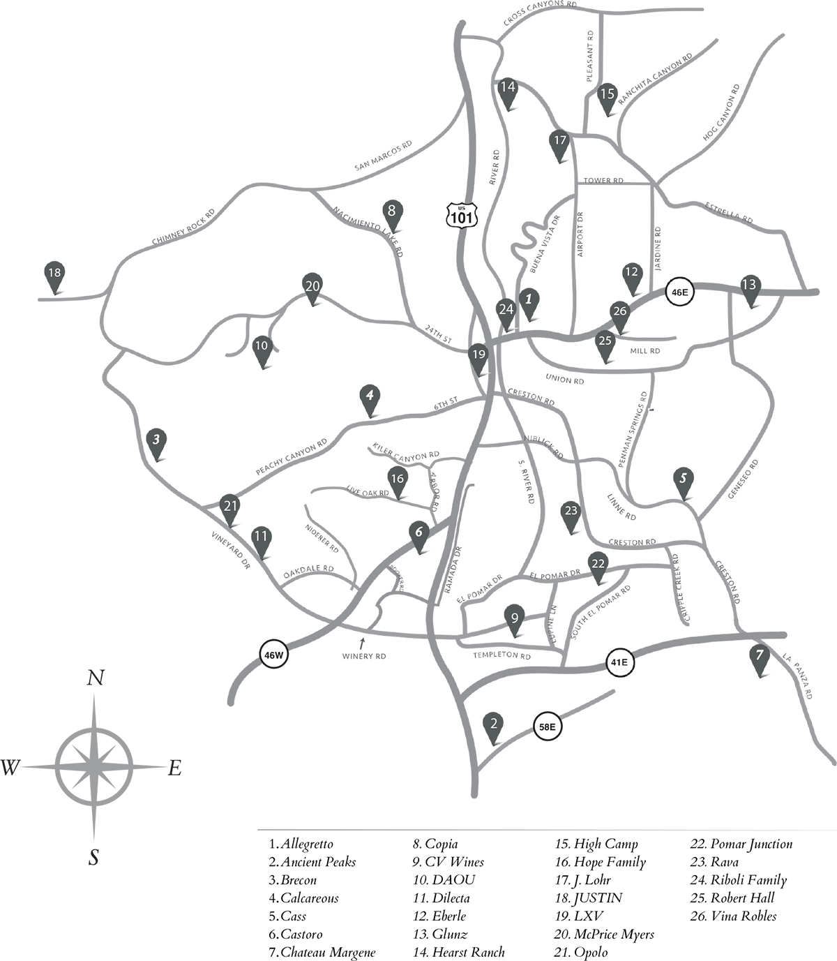 Paso Robles Cab Map