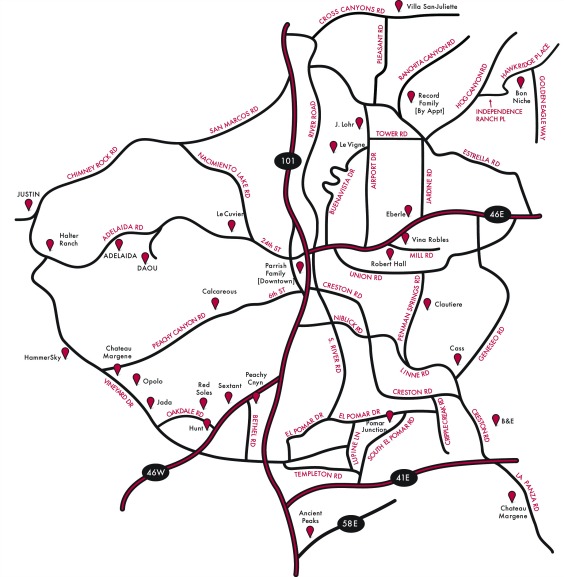 Paso Robles CAB Collective - PRCC Tasting Map